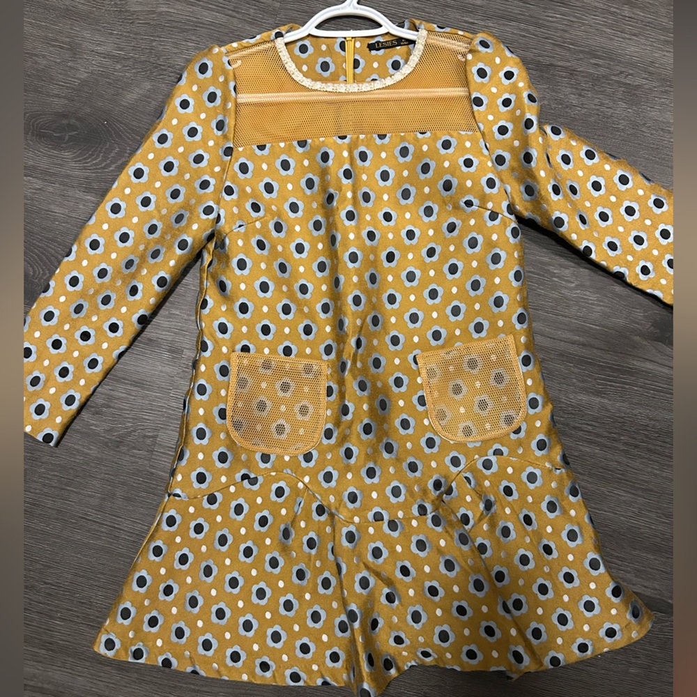 Vintage Yellow Floral Long Sleeve Dress